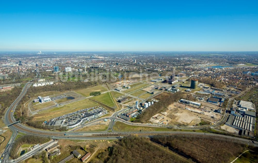 Luftaufnahme Dortmund - Entwicklungsgebiet der Industriebrache Kompetenzzentren des TechnologieZentrumDortmund auf dem Zukunftsstandort PHOENIX West in Dortmund im Bundesland Nordrhein-Westfalen