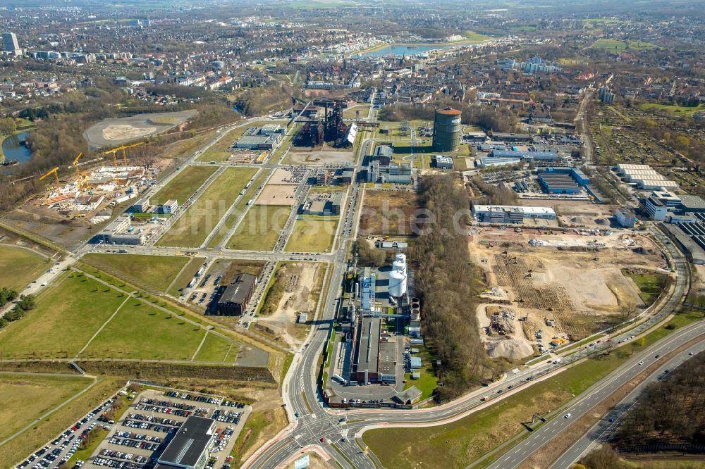 Dortmund von oben - Entwicklungsgebiet der Industriebrache Kompetenzzentren des TechnologieZentrumDortmund auf dem Zukunftsstandort PHOENIX West in Dortmund im Bundesland Nordrhein-Westfalen