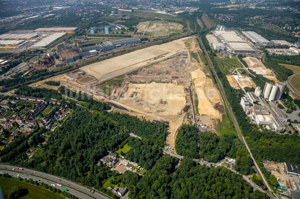 Dortmund von oben - Entwicklungsgebiet der Industriebrache im Ortsteil Scharnhorst in Dortmund im Bundesland Nordrhein-Westfalen, Deutschland