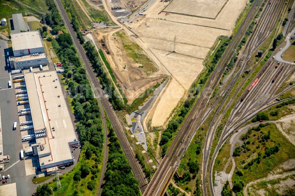 Luftaufnahme Dortmund - Entwicklungsgebiet der Industriebrache im Ortsteil Scharnhorst in Dortmund im Bundesland Nordrhein-Westfalen, Deutschland