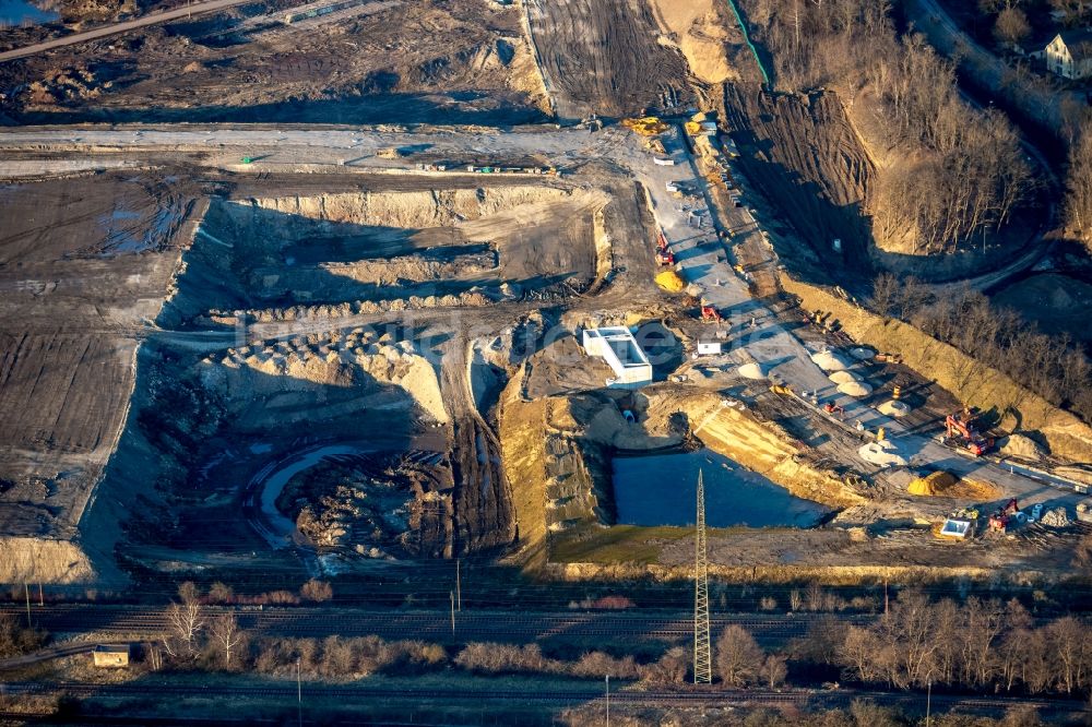 Dortmund aus der Vogelperspektive: Entwicklungsgebiet der Industriebrache im Ortsteil Scharnhorst in Dortmund im Bundesland Nordrhein-Westfalen, Deutschland