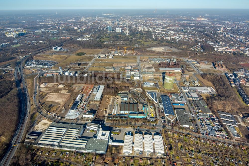 Luftbild Dortmund - Entwicklungsgebiet der Industriebrache Phönix-West im Ortsteil Hörde in Dortmund im Bundesland Nordrhein-Westfalen