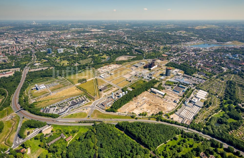 Dortmund aus der Vogelperspektive: Entwicklungsgebiet der Industriebrache Phönix-West im Ortsteil Hörde in Dortmund im Bundesland Nordrhein-Westfalen