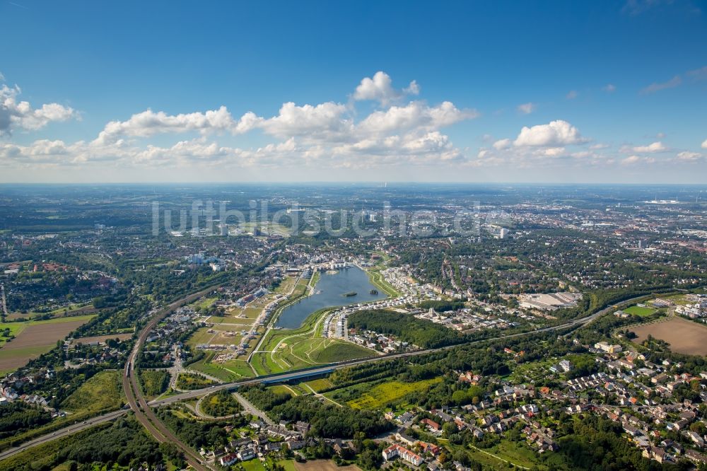 Luftaufnahme Dortmund - Entwicklungsgebiet der Industriebrache Phoenix See in Dortmund im Bundesland Nordrhein-Westfalen