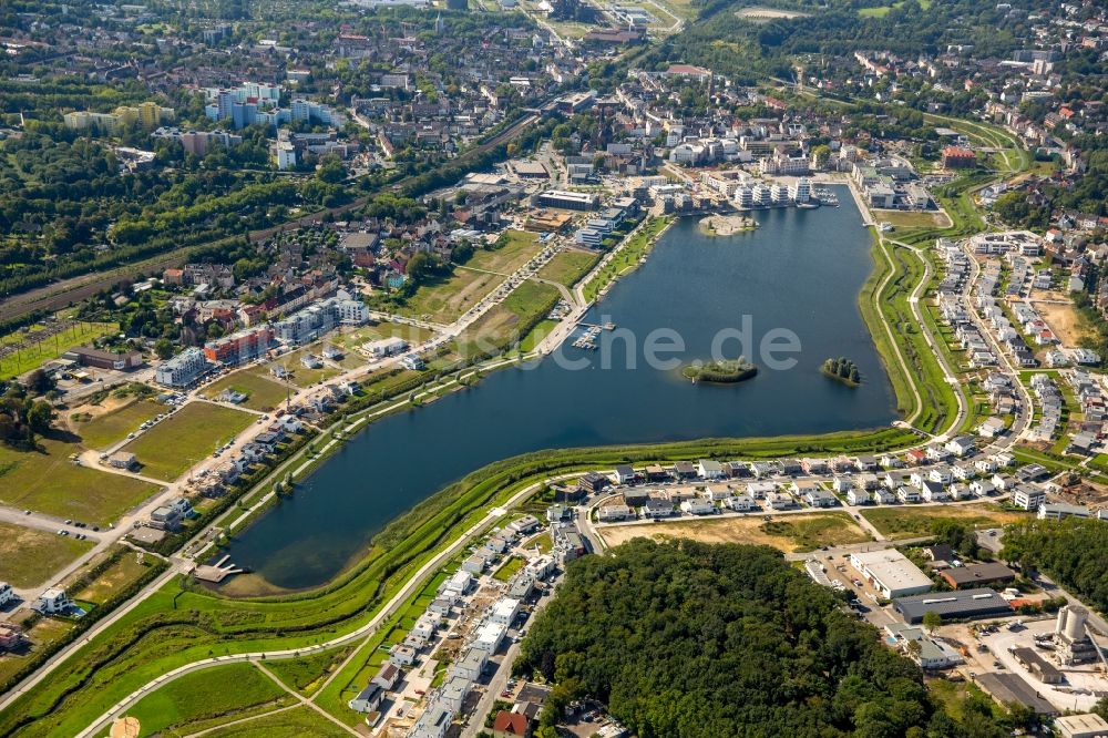 Dortmund von oben - Entwicklungsgebiet der Industriebrache Phoenix See in Dortmund im Bundesland Nordrhein-Westfalen