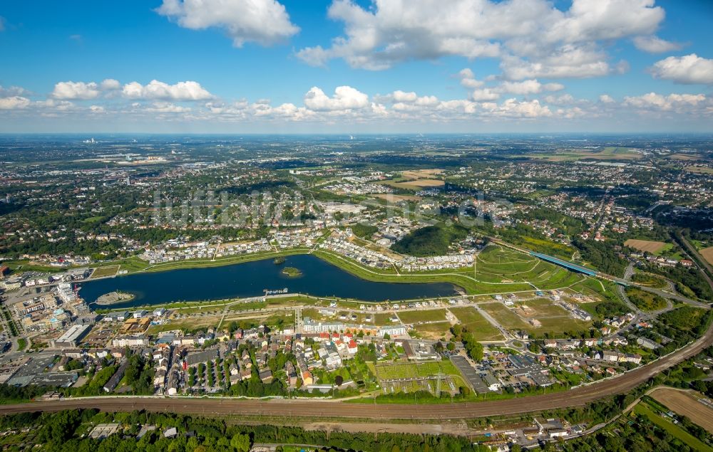 Dortmund von oben - Entwicklungsgebiet der Industriebrache Phoenix See in Dortmund im Bundesland Nordrhein-Westfalen