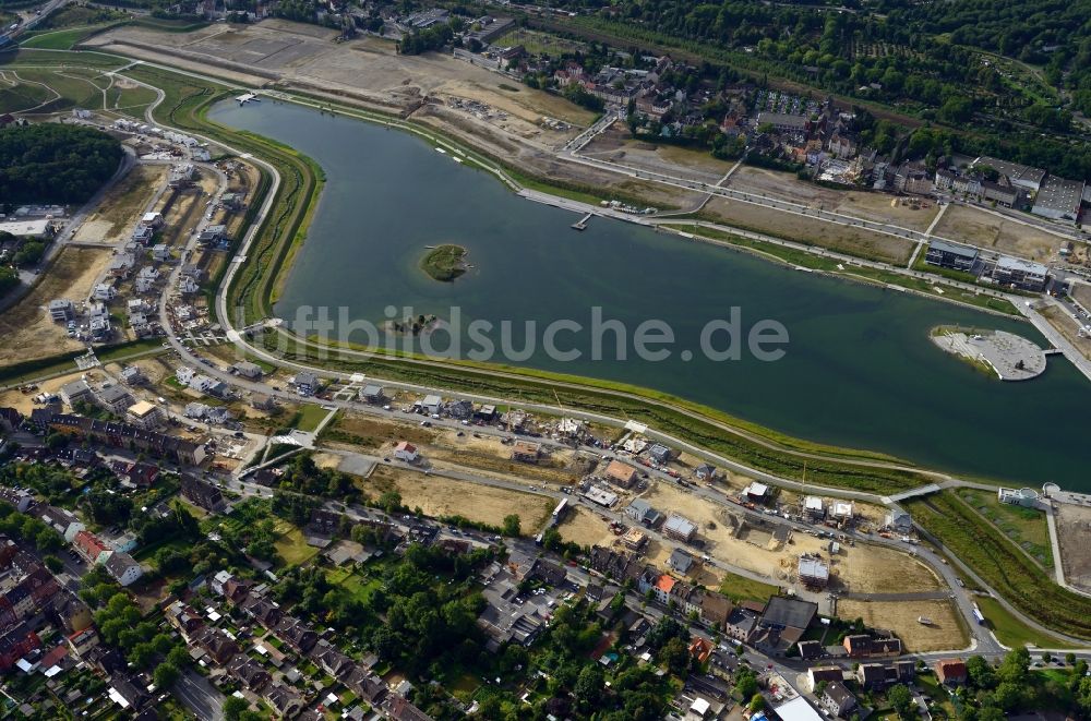 Dortmund von oben - Entwicklungsgebiet der Industriebrache Phoenix See in Dortmund im Bundesland Nordrhein-Westfalen