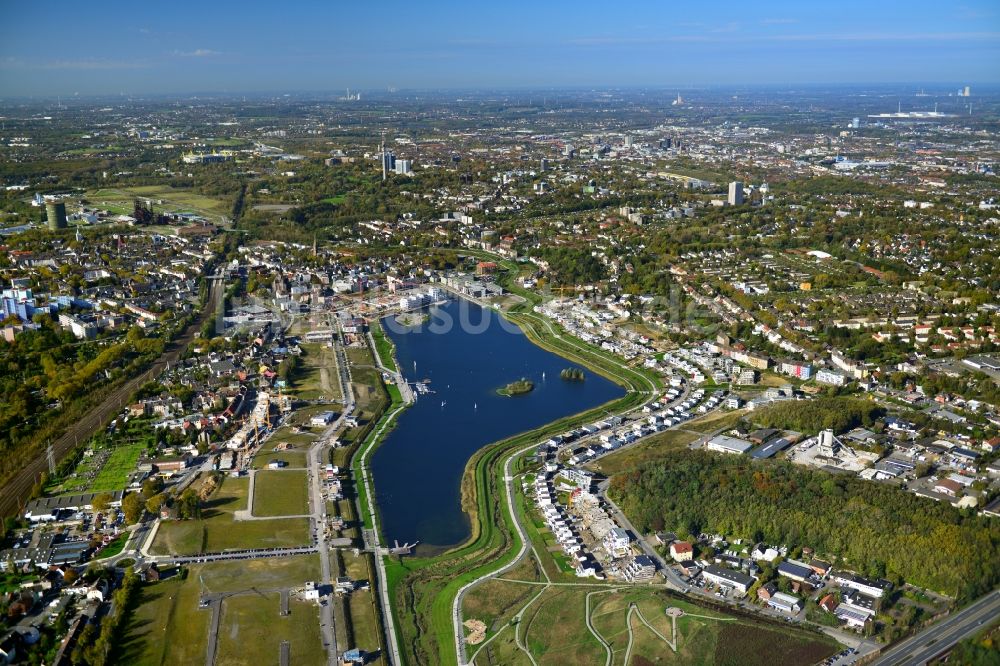 Luftbild Dortmund - Entwicklungsgebiet der Industriebrache Phoenix See in Dortmund im Bundesland Nordrhein-Westfalen