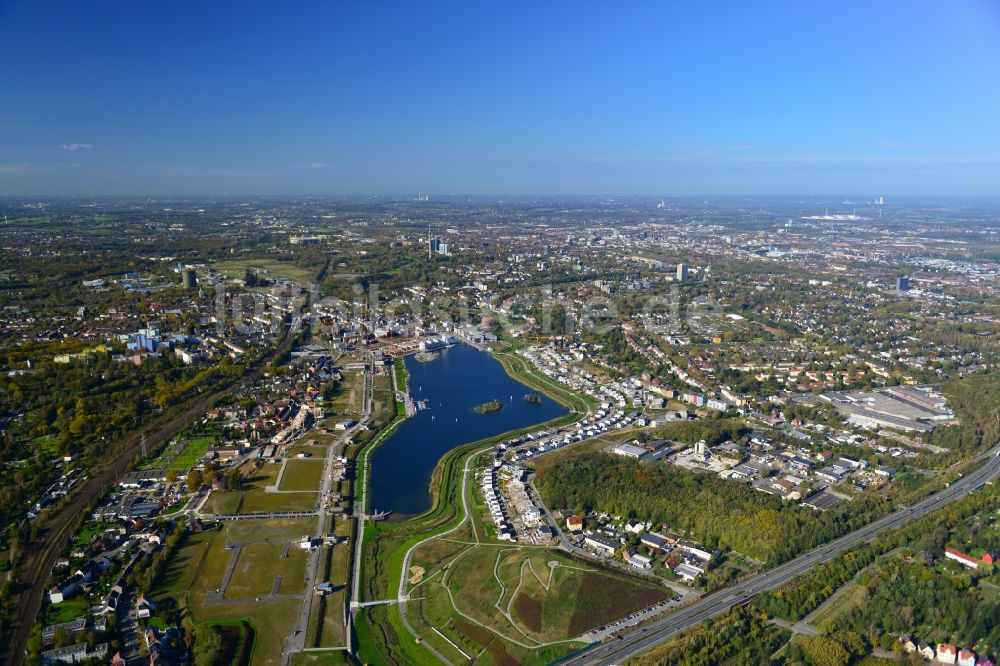 Luftaufnahme Dortmund - Entwicklungsgebiet der Industriebrache Phoenix See in Dortmund im Bundesland Nordrhein-Westfalen