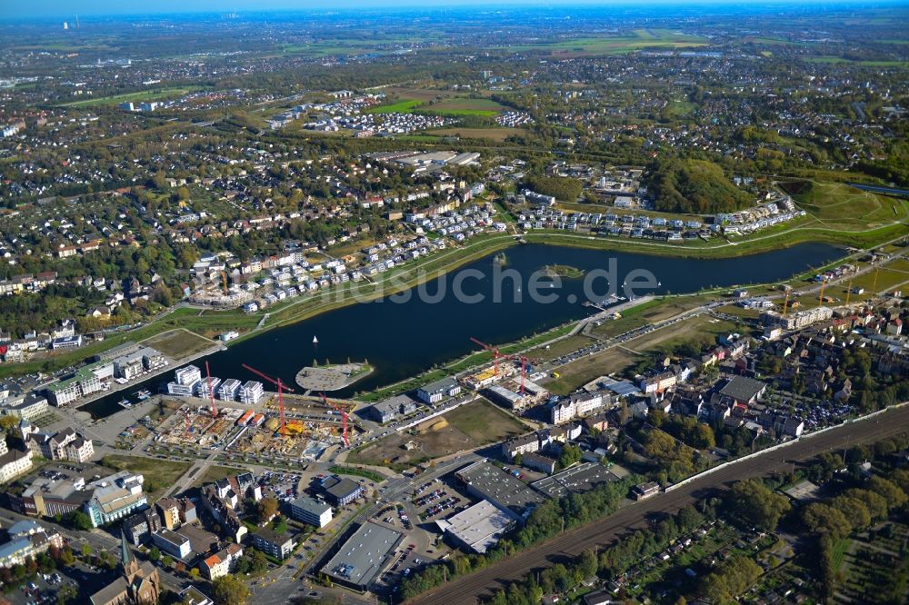 Dortmund aus der Vogelperspektive: Entwicklungsgebiet der Industriebrache Phoenix See in Dortmund im Bundesland Nordrhein-Westfalen