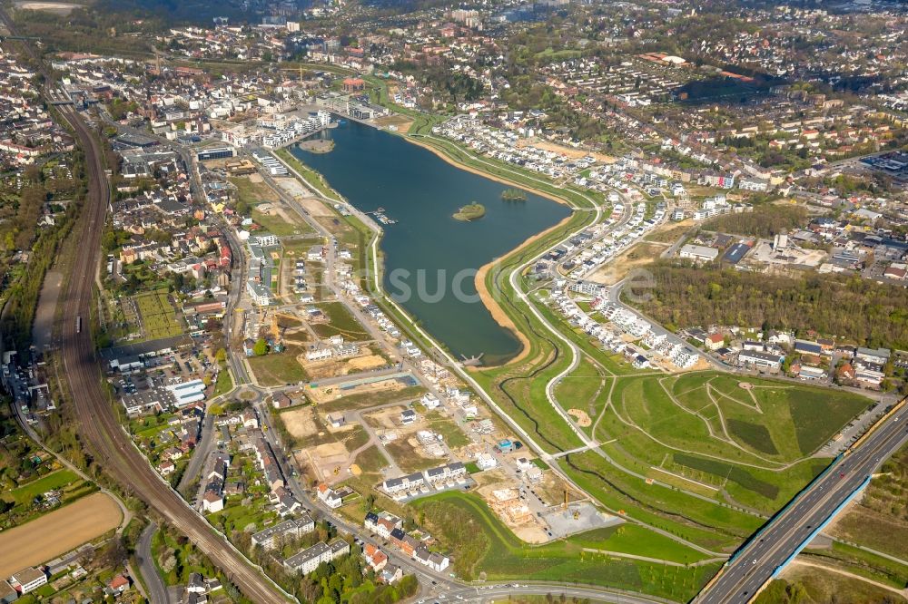 Dortmund von oben - Entwicklungsgebiet der Industriebrache Phoenix See in Dortmund im Bundesland Nordrhein-Westfalen