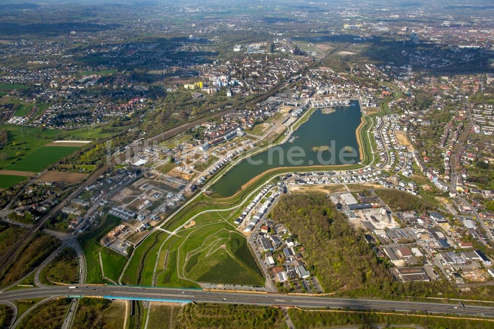 Dortmund aus der Vogelperspektive: Entwicklungsgebiet der Industriebrache Phoenix See in Dortmund im Bundesland Nordrhein-Westfalen