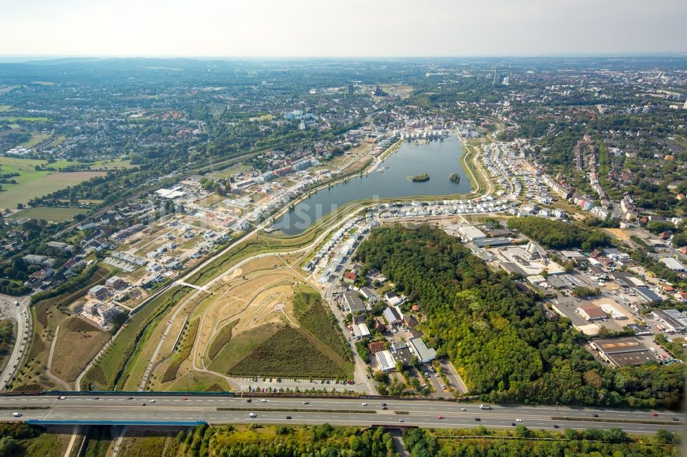 Dortmund von oben - Entwicklungsgebiet der Industriebrache Phoenix See in Dortmund im Bundesland Nordrhein-Westfalen