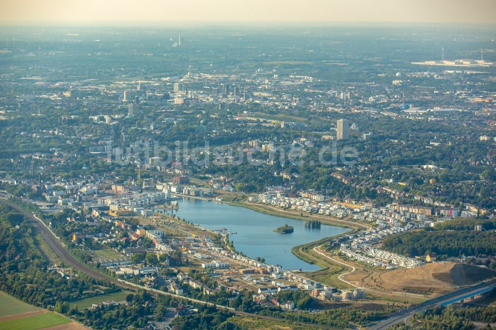 Dortmund von oben - Entwicklungsgebiet der Industriebrache Phoenix See in Dortmund im Bundesland Nordrhein-Westfalen