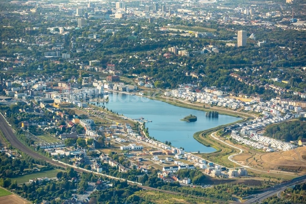 Dortmund aus der Vogelperspektive: Entwicklungsgebiet der Industriebrache Phoenix See in Dortmund im Bundesland Nordrhein-Westfalen