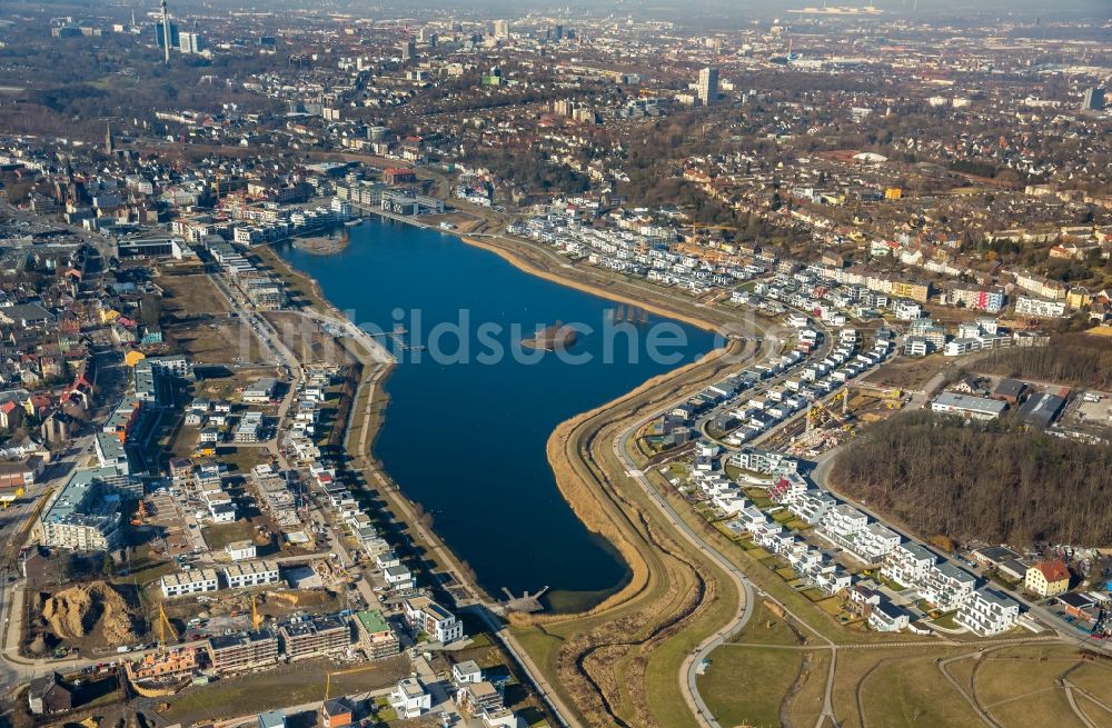 Luftaufnahme Dortmund - Entwicklungsgebiet der Industriebrache Phoenix See in Dortmund im Bundesland Nordrhein-Westfalen