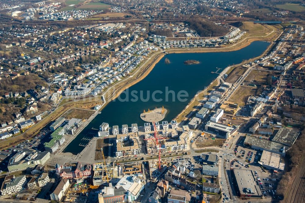 Dortmund von oben - Entwicklungsgebiet der Industriebrache Phoenix See in Dortmund im Bundesland Nordrhein-Westfalen