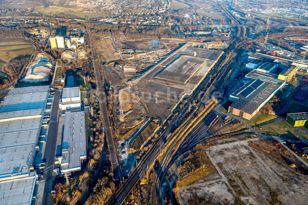 Dortmund von oben - Entwicklungsgebiet der Industriebrache Rüschebrinkstraße der DSW21 in Dortmund im Bundesland Nordrhein-Westfalen, Deutschland