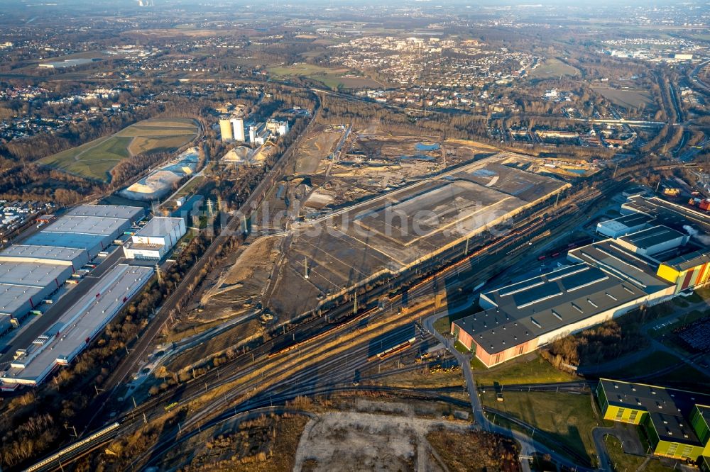 Luftaufnahme Dortmund - Entwicklungsgebiet der Industriebrache Rüschebrinkstraße der DSW21 in Dortmund im Bundesland Nordrhein-Westfalen, Deutschland