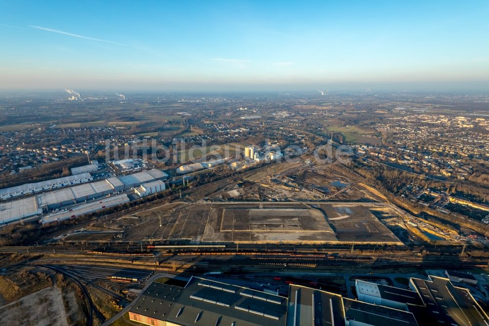 Dortmund von oben - Entwicklungsgebiet der Industriebrache Rüschebrinkstraße der DSW21 in Dortmund im Bundesland Nordrhein-Westfalen, Deutschland