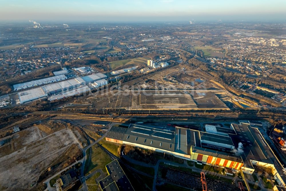 Dortmund aus der Vogelperspektive: Entwicklungsgebiet der Industriebrache Rüschebrinkstraße der DSW21 in Dortmund im Bundesland Nordrhein-Westfalen, Deutschland