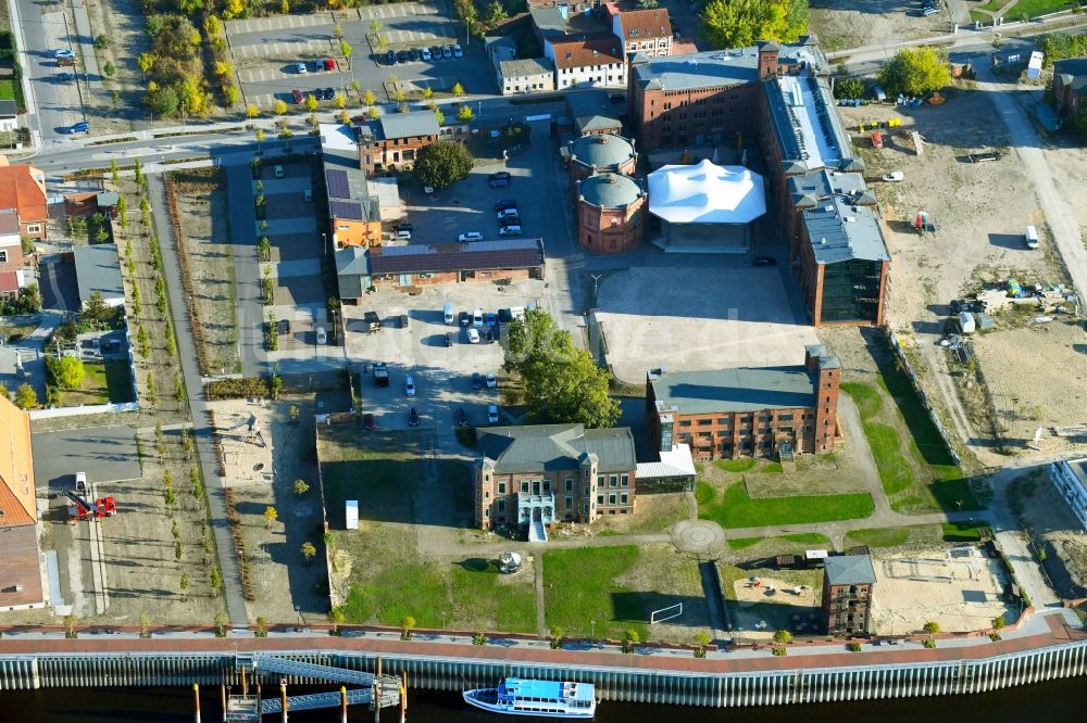 Wittenberge von oben - Entwicklungsgebiet der Industriebrache Stadthafen in Wittenberge im Bundesland Brandenburg, Deutschland