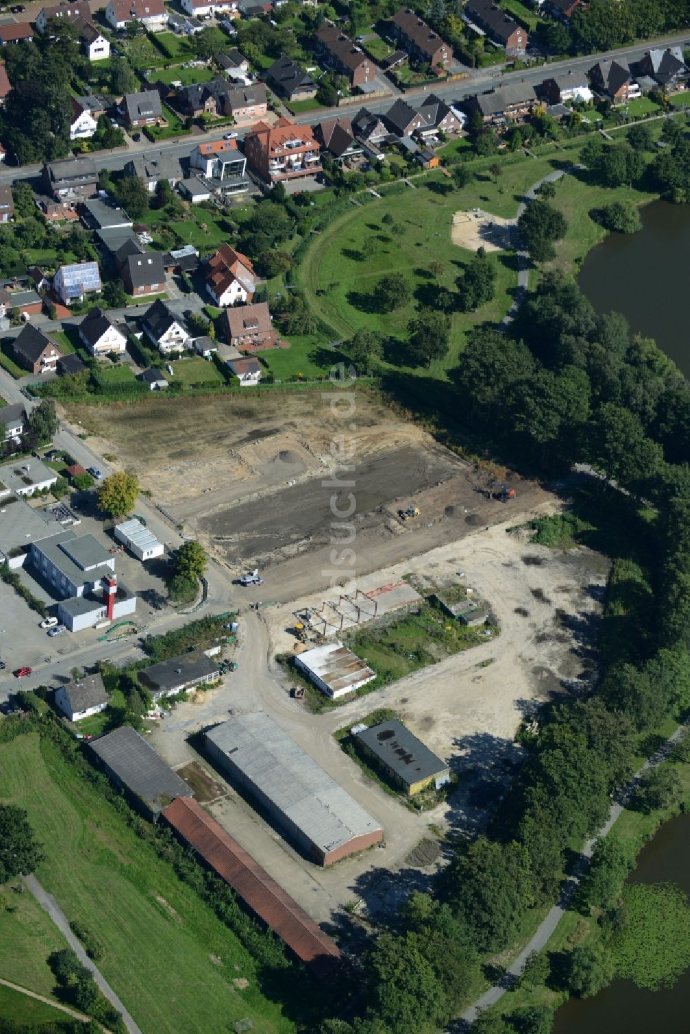 Ibbenburen Aus Der Vogelperspektive Entwicklungsgebiet Der Industriebrache Zum Neubau Einer Mehrfamilienhaus Wohnanlageam Am Aasee In Ibbenburen