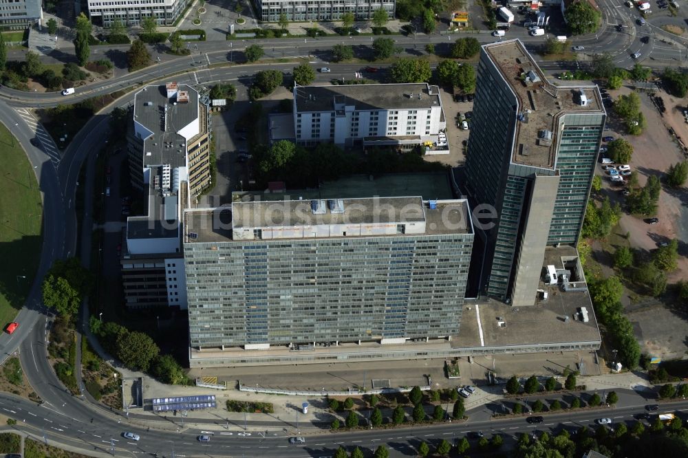 Offenbach am Main von oben - Entwicklungsgebiet der Industriebrache zum Stadtquartier Kaiserlei Quartier der CG- Gruppe in Offenbach am Main im Bundesland Hessen