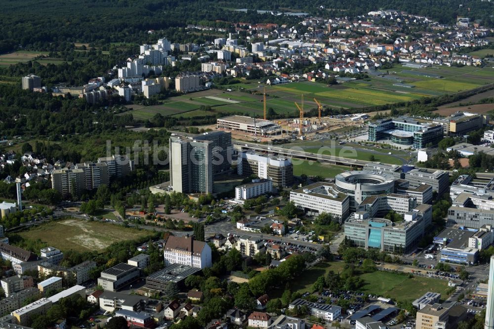 Offenbach am Main aus der Vogelperspektive: Entwicklungsgebiet der Industriebrache zum Stadtquartier Kaiserlei Quartier der CG- Gruppe in Offenbach am Main im Bundesland Hessen