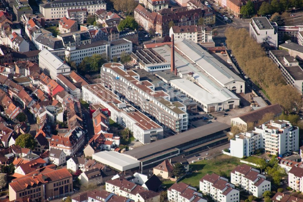 Luftaufnahme Karlsruhe - Entwicklungsgebiet des Industriekonversionsgebiet zur Gießerei im Ortsteil Durlach in Karlsruhe im Bundesland Baden-Württemberg