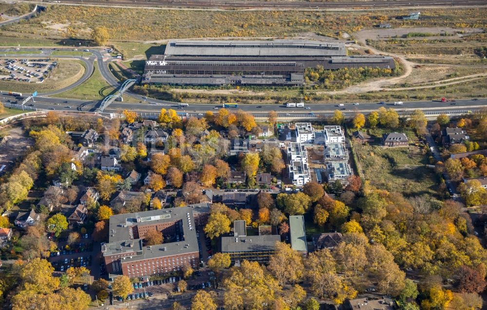 Luftaufnahme Duisburg - Entwicklungsgebiet der stillgelegten und ungenutzten Flächen und Immobilien des ehemaligen Rangierbahnhof und Güterbahnhof der Deutschen Bahn in Duisburg im Bundesland Nordrhein-Westfalen, Deutschland