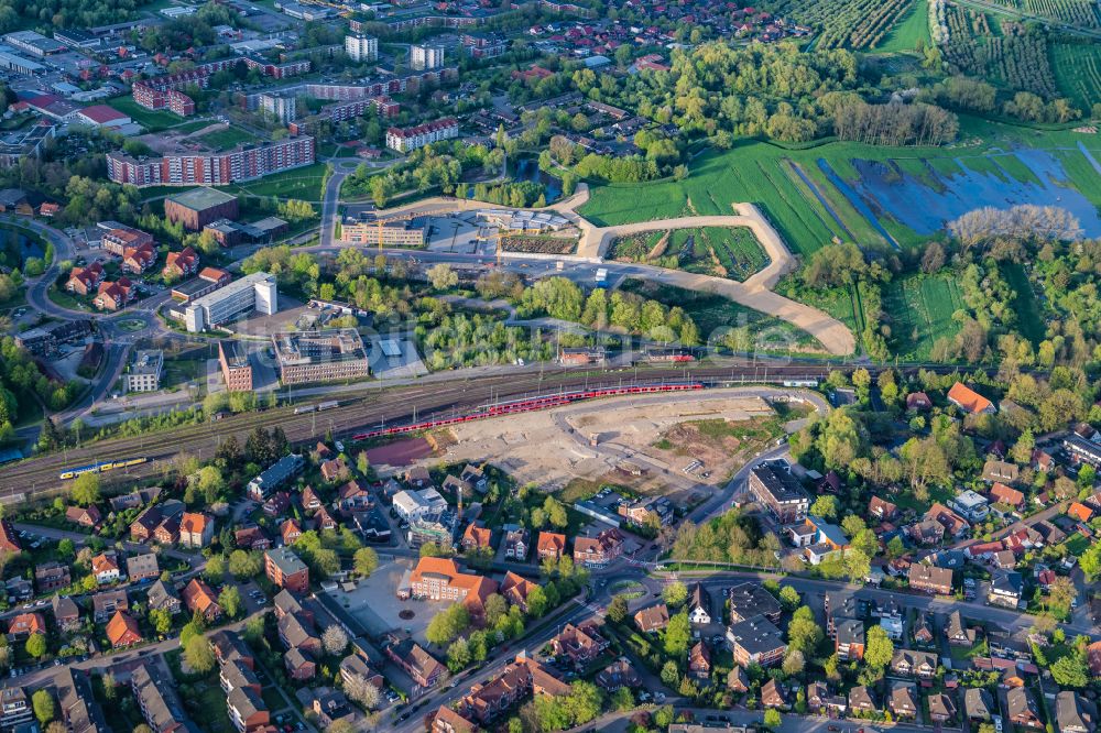 Stade aus der Vogelperspektive: Entwicklungsgebiet Straßenbau und Gewerbeflächen Am Güterbahnhof in Stade im Bundesland Niedersachsen, Deutschland