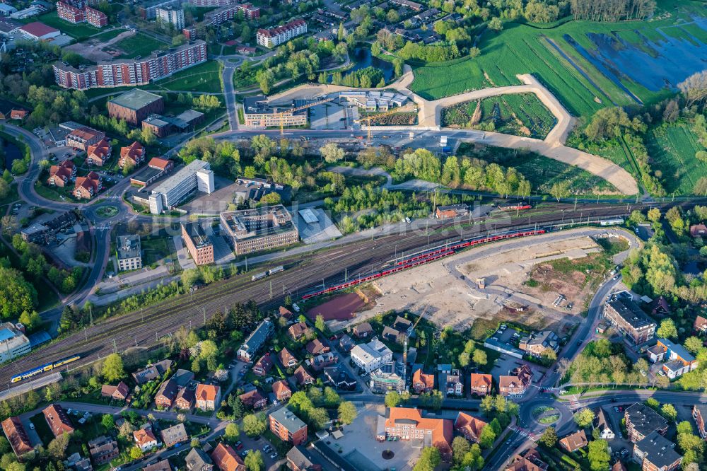 Luftbild Stade - Entwicklungsgebiet Straßenbau und Gewerbeflächen Am Güterbahnhof in Stade im Bundesland Niedersachsen, Deutschland