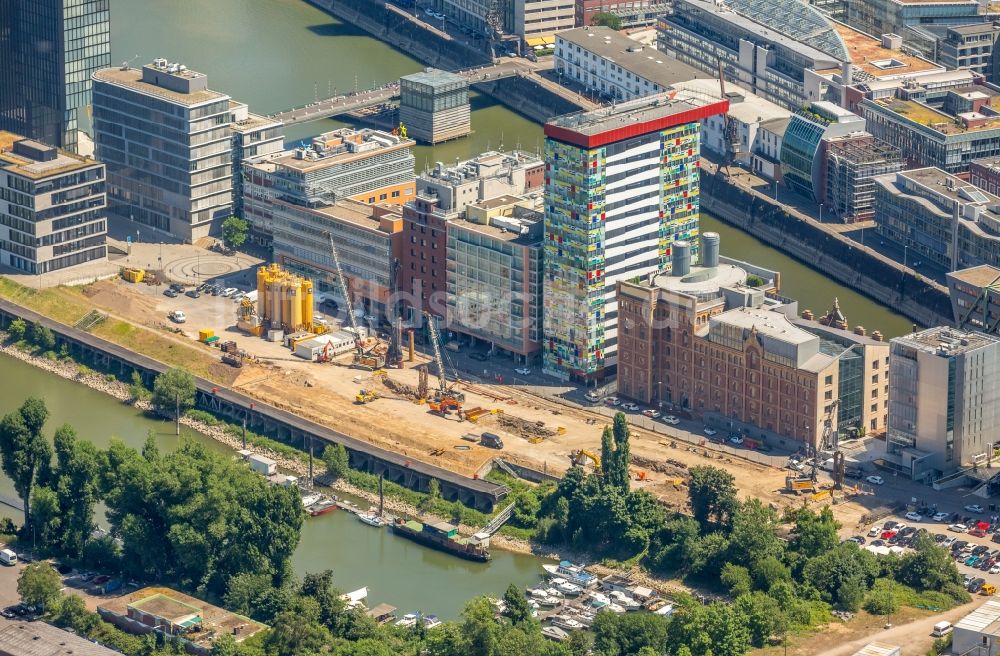 Luftbild Düsseldorf - Entwicklungsgebiet der Wohngebiets- und Gewerbeflächen entlang der Speditionsstraße am Düsseldorfer Hafen in Düsseldorf im Bundesland Nordrhein-Westfalen, Deutschland