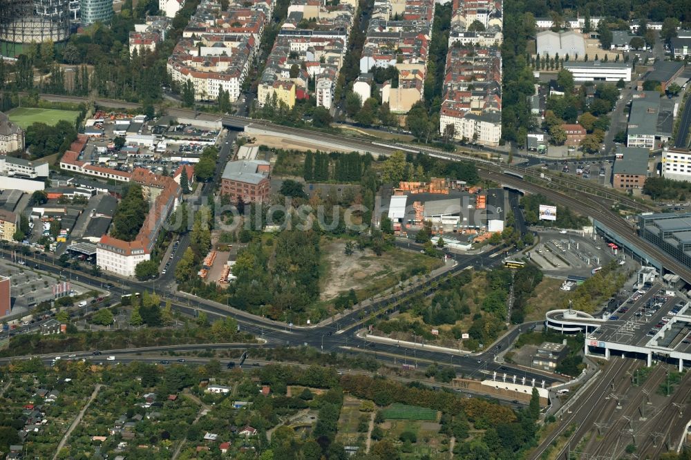 Berlin aus der Vogelperspektive: Entwicklungsgebiet der Wohngebiets- und Gewerbeflächen Gotenstraße - Tempelhofer Weg - Sachsendamm auf der Schöneberger Linse in Berlin