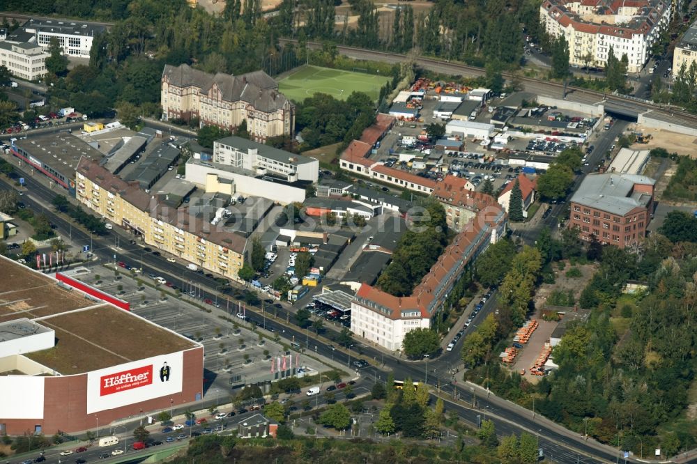 Luftaufnahme Berlin - Entwicklungsgebiet der Wohngebiets- und Gewerbeflächen Gotenstraße - Tempelhofer Weg - Sachsendamm auf der Schöneberger Linse in Berlin