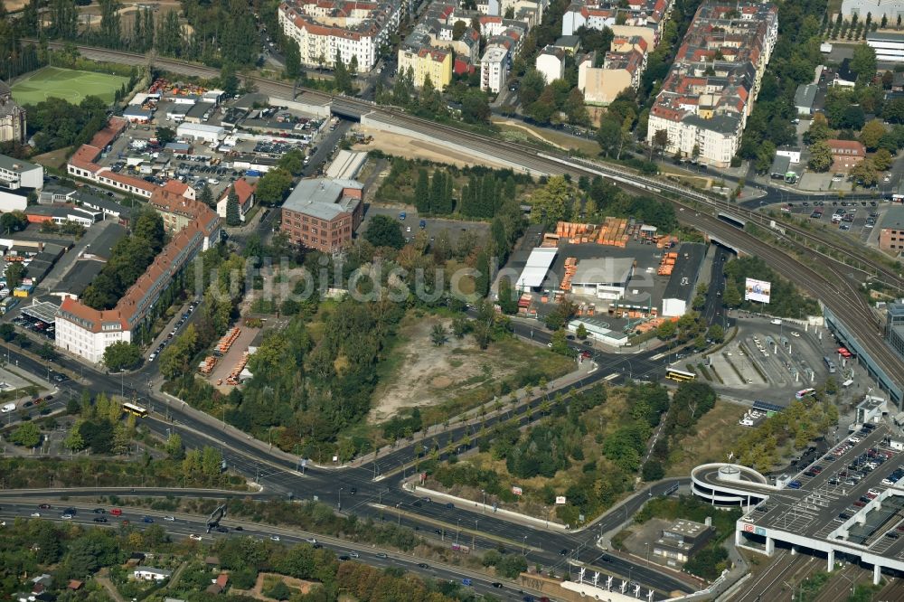 Berlin aus der Vogelperspektive: Entwicklungsgebiet der Wohngebiets- und Gewerbeflächen Gotenstraße - Tempelhofer Weg - Sachsendamm auf der Schöneberger Linse in Berlin