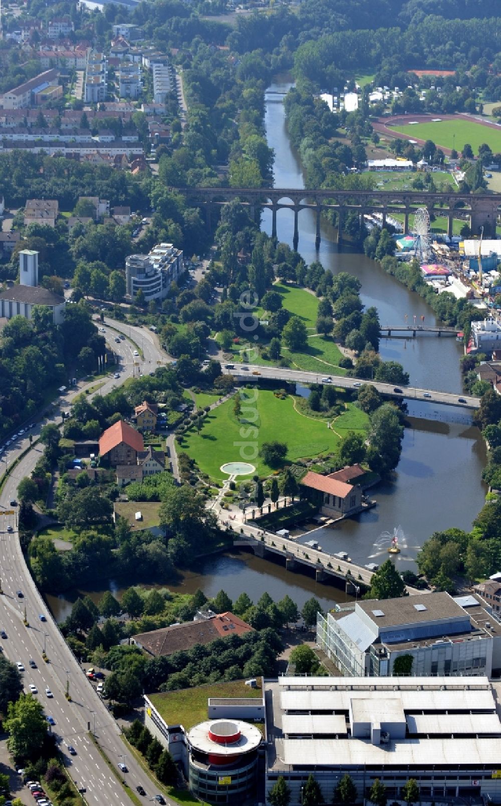 Luftaufnahme Bietigheim-Bissingen - Enz in Bietigheim-Bissingen im Bundesland Baden-Württemberg