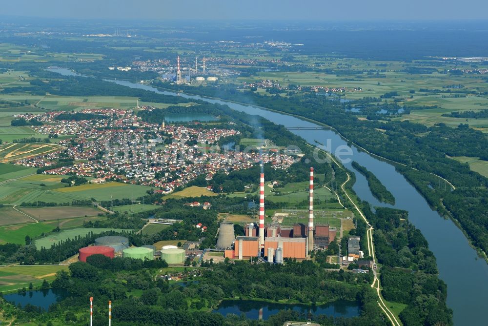 Ingolstadt aus der Vogelperspektive: eon - Heizkraftwerk / Kraftwerk am Ufer der Isar in Ingolstadt im Bundesland Bayern