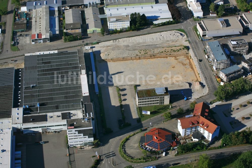 Bad Säckingen aus der Vogelperspektive: Erdarbeiten für den Erweiterungs - Neubau - Baustelle auf dem Werksgelände Franke GmbH in Bad Säckingen im Bundesland Baden-Württemberg, Deutschland