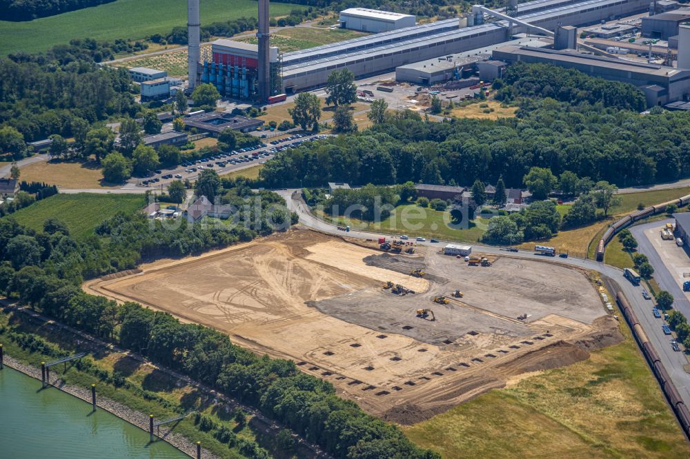 Luftbild Voerde (Niederrhein) - Erdarbeiten zum Neubau einer Logistikimmobilie der Firma BEOS Logistics GmbH in Voerde (Niederrhein) im Bundesland Nordrhein-Westfalen, Deutschland