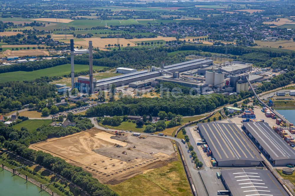 Luftaufnahme Voerde (Niederrhein) - Erdarbeiten zum Neubau einer Logistikimmobilie der Firma BEOS Logistics GmbH in Voerde (Niederrhein) im Bundesland Nordrhein-Westfalen, Deutschland