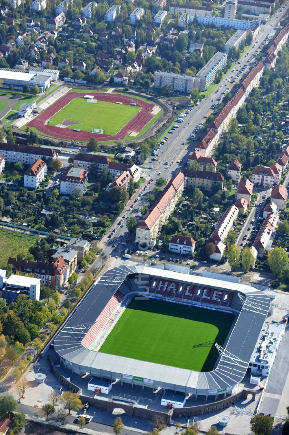 Luftaufnahme Halle / Saale - Erdgas Sportpark Halle / Saale