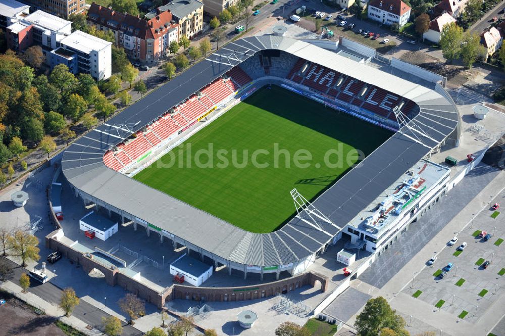 Halle / Saale aus der Vogelperspektive: Erdgas Sportpark Halle / Saale