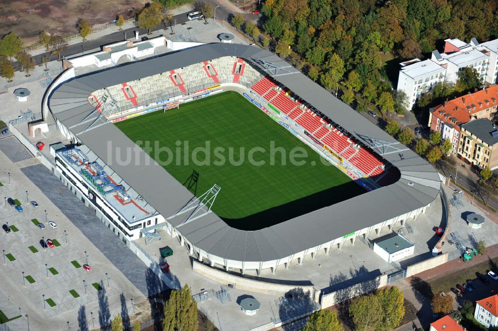 Halle / Saale von oben - Erdgas Sportpark Halle / Saale