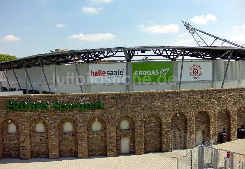 Halle (Saale) von oben - ERDGAS Sportpark in Halle ( Saale ) im Bundesland Sachsen-Anhalt