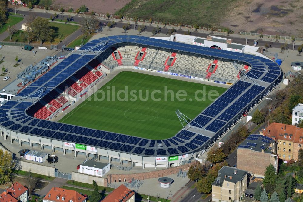 Luftaufnahme Halle (Saale) - Erdgas Sportpark in Halle (Saale) im Bundesland Sachsen-Anhalt