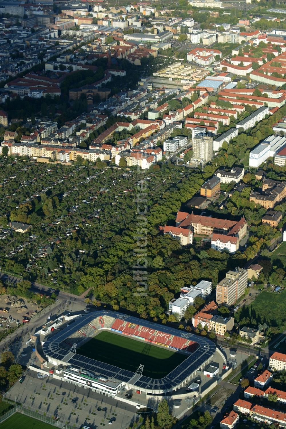 Luftbild Halle (Saale) - Erdgas Sportpark in Halle (Saale) im Bundesland Sachsen-Anhalt