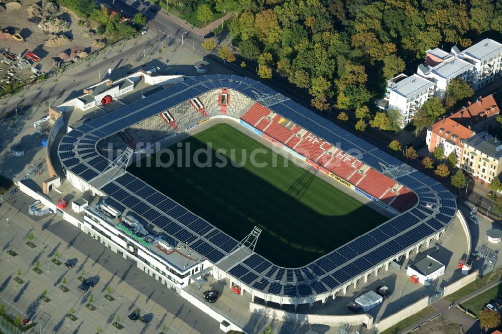 Luftaufnahme Halle (Saale) - Erdgas Sportpark in Halle (Saale) im Bundesland Sachsen-Anhalt