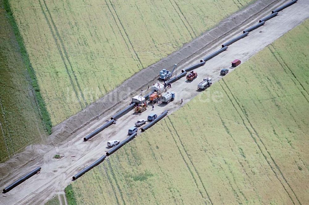 Luftaufnahme Bernau - Werneuchen / Brandenburg - Erdgasleitungsbau zwischen Bernau und Werneuchen. Datum: 24.06.03